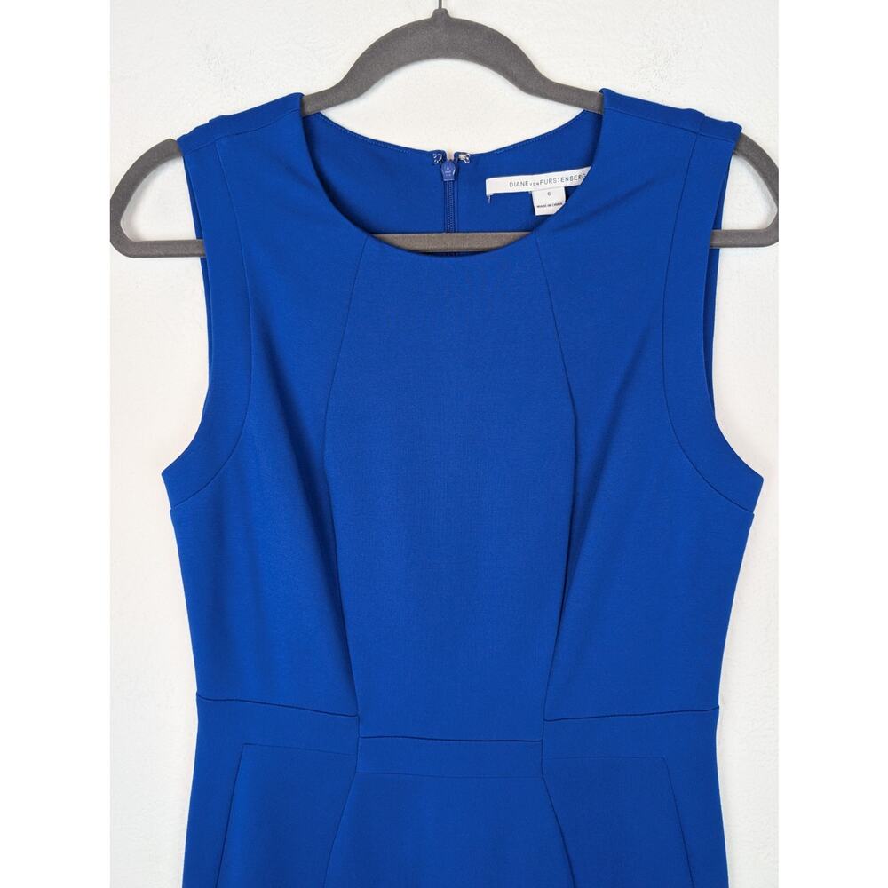 Diane Von Furstenberg Sheath Dress Career Office Classic Designer Blue Size 6 - Picture 2 of 10